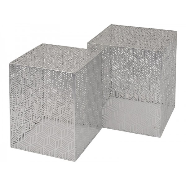 Silver Geo Set Of Two Side Tables